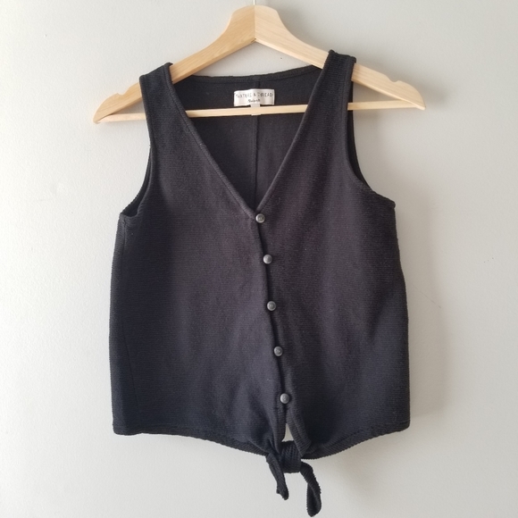 Madewell Texture and Thread Black Button Front Tank - Picture 2 of 8